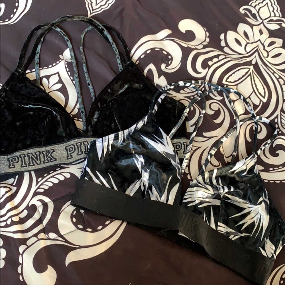 PINK velvet bralettes